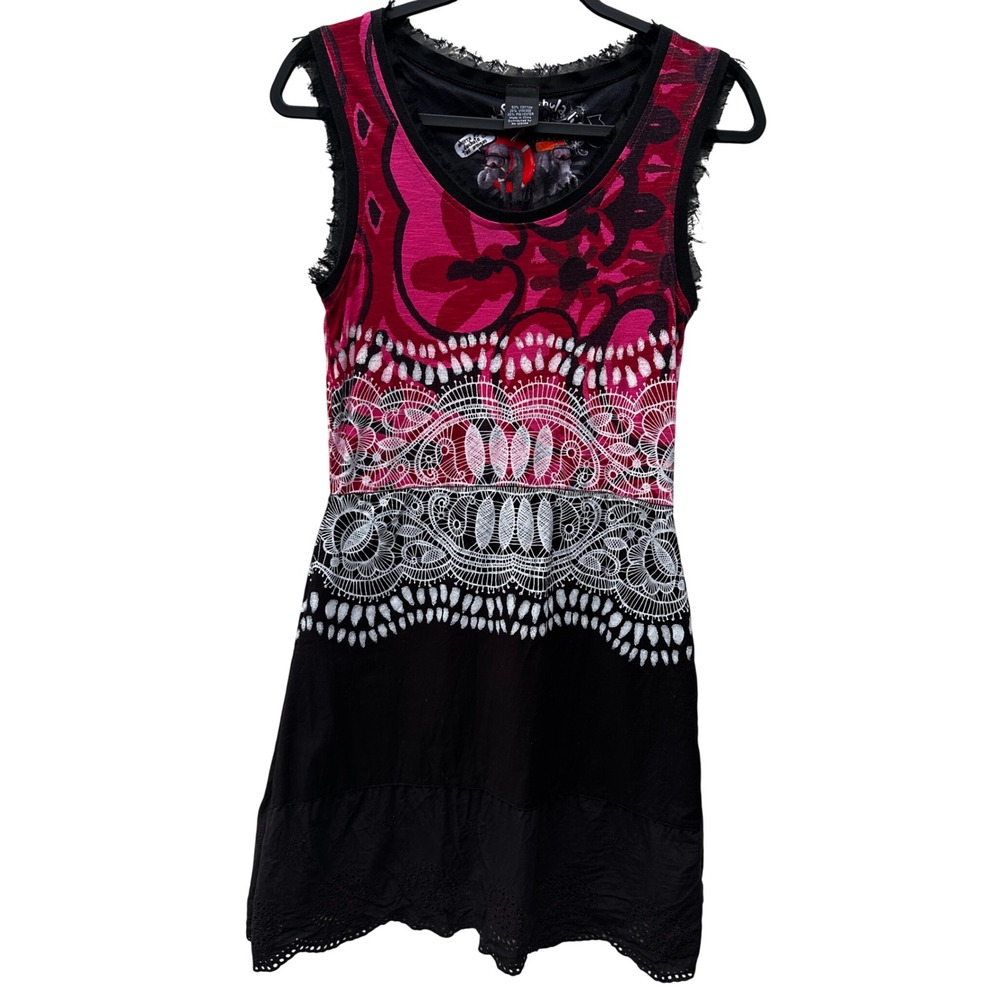Desigual Y2K Lace Floral Print Eyelet Mini Dress Women Small